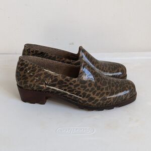 Sarra Z Lienne Leopard Rubber Slip On Rain Gardner's Clog Women's Size EU 37